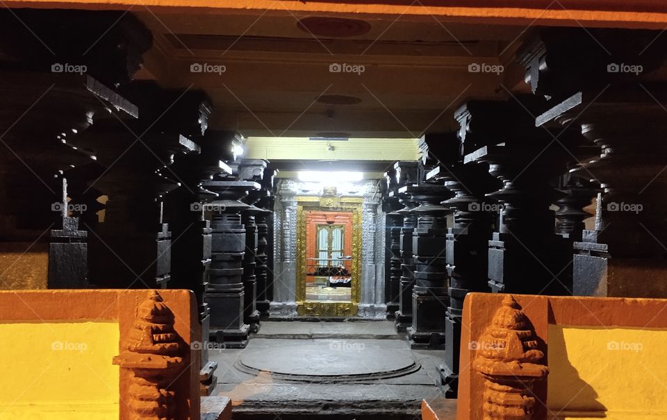 Mirror image of Temple inside area, it showcases rich Indian culture and artistic way of history,.