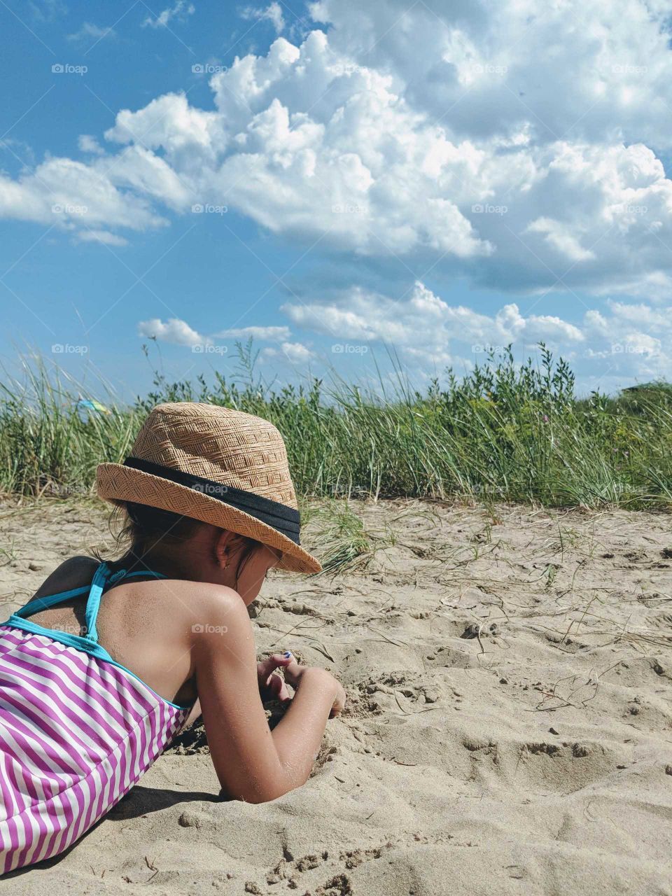 A little girl on the beach