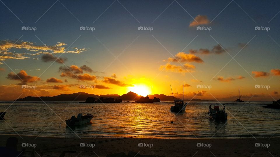 Sunset on La Digue, Seychelles
