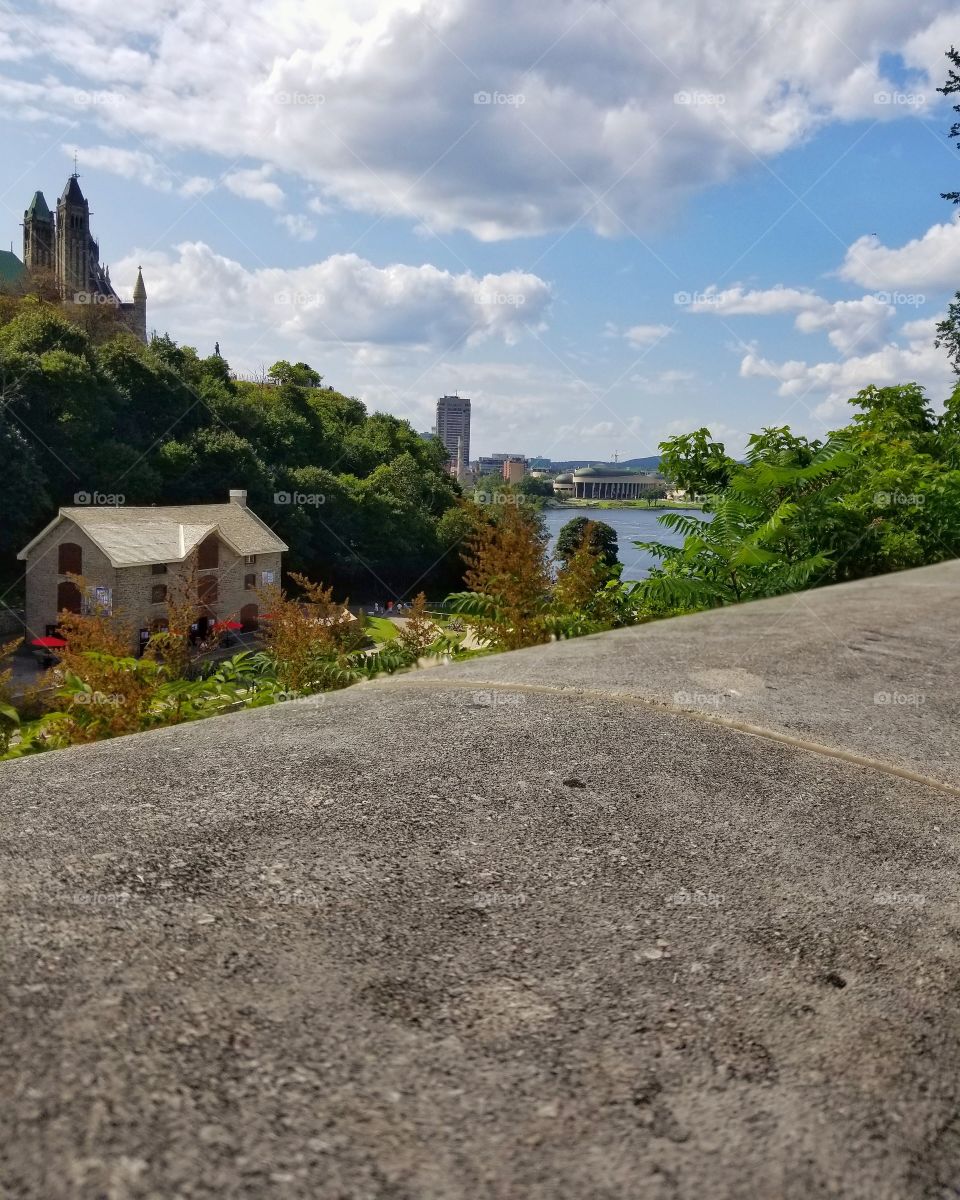 View from a stone wall