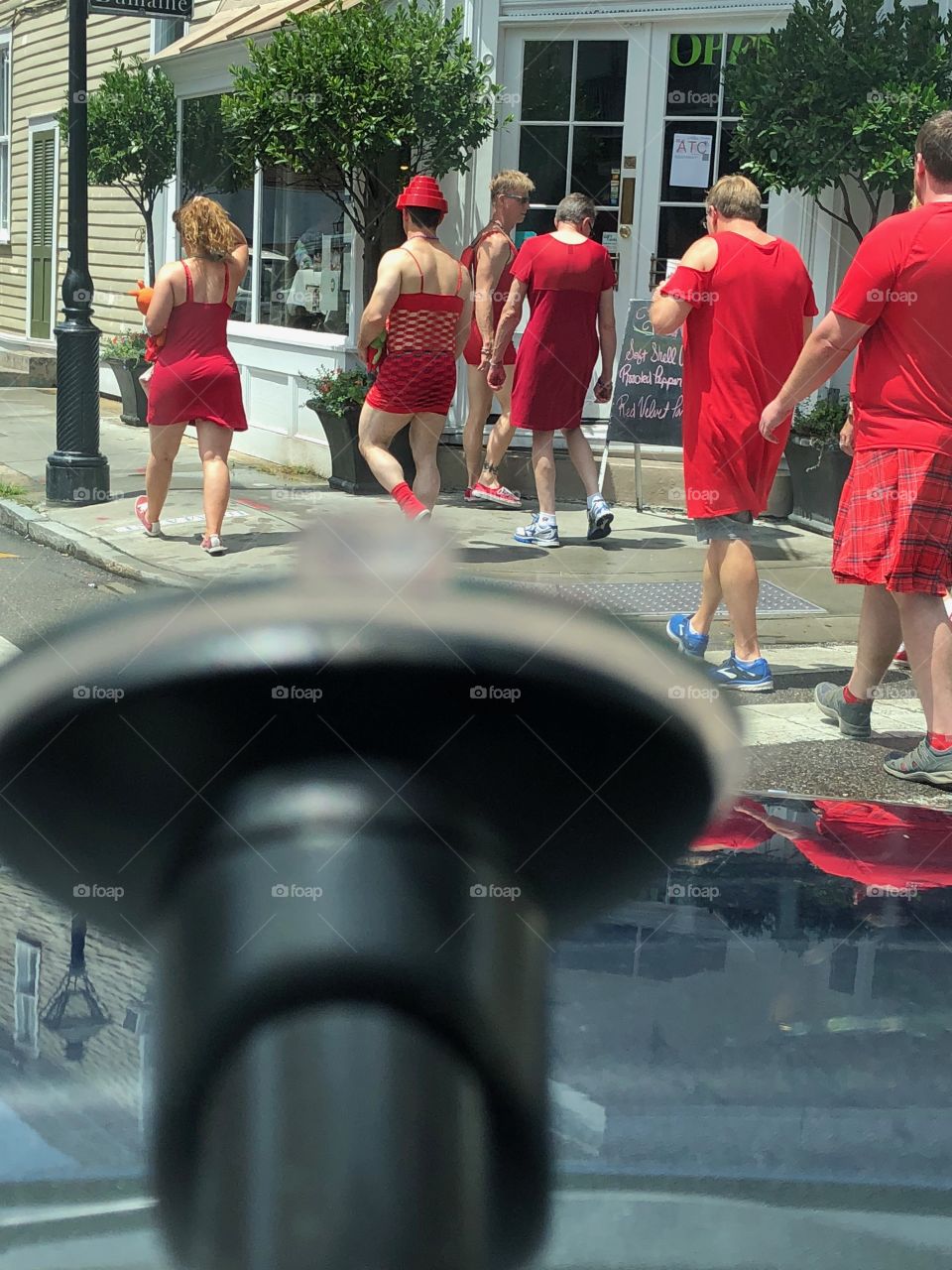 Red dress day in the French quarter in New Orleans