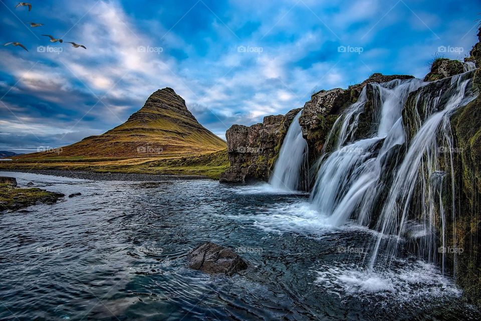 Beautiful water fall natural landscape