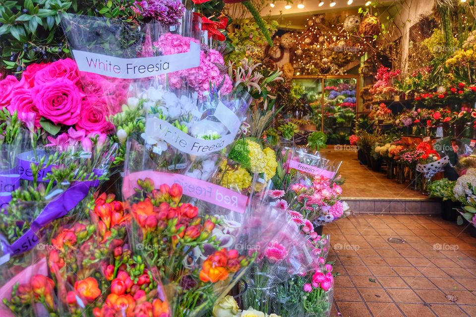 The calm before the Valentine's Day storm at a florist shop in San Francisco.