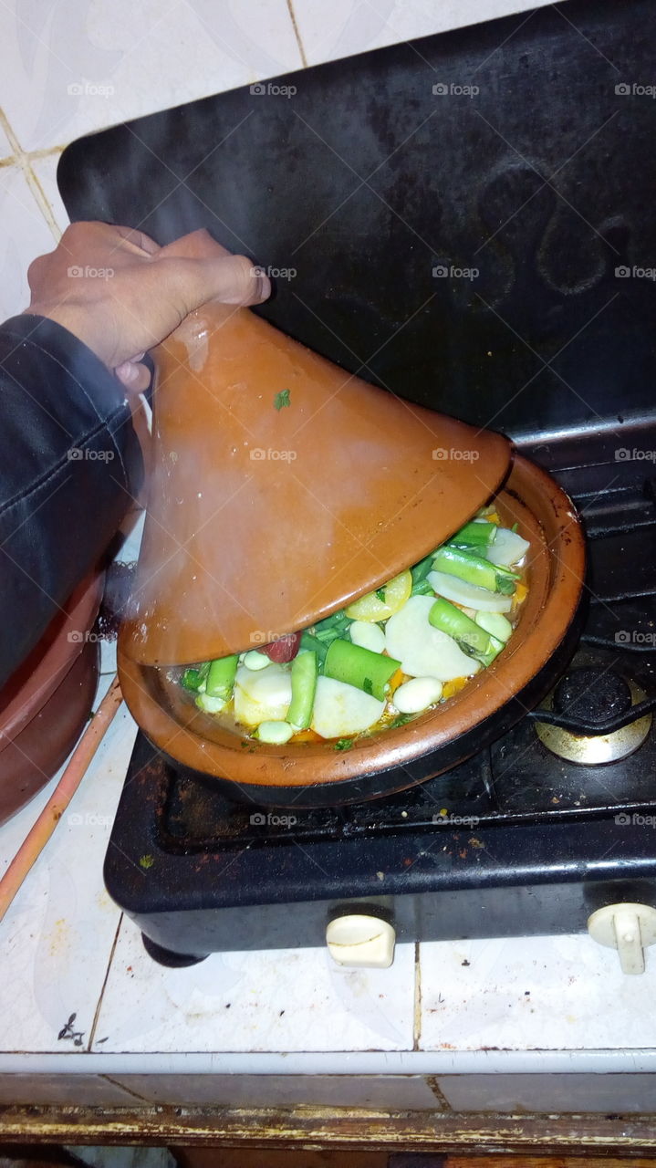 A person cooking food