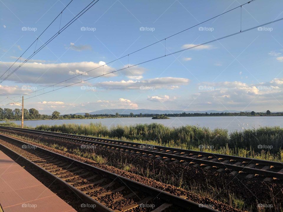 train station near small lake - Poland