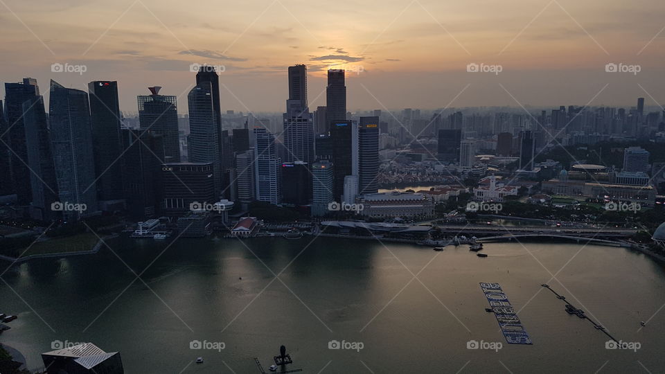 Sunset from top of Marina Bay Sands