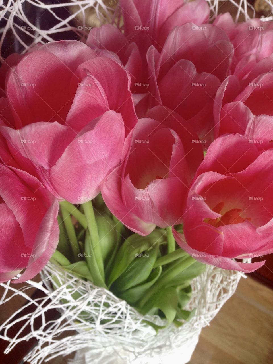 Bunch of pink tulips 