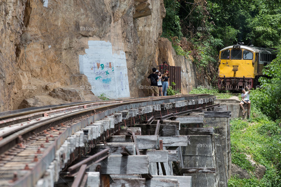 Railway train in Kanchanaburi Thailand 