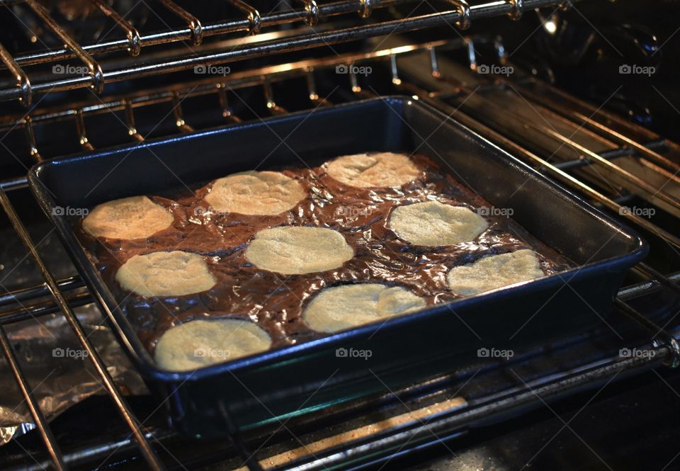 Brownies baking in the oven
