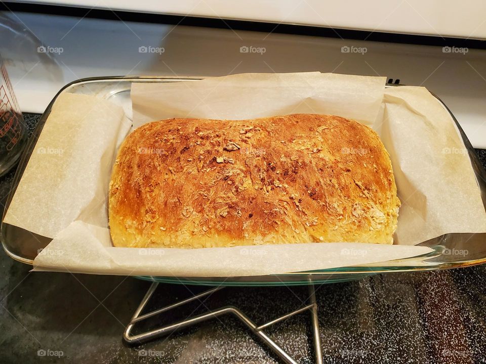 Beer bread baked at home with no special appliances just hands and the standard electric oven.