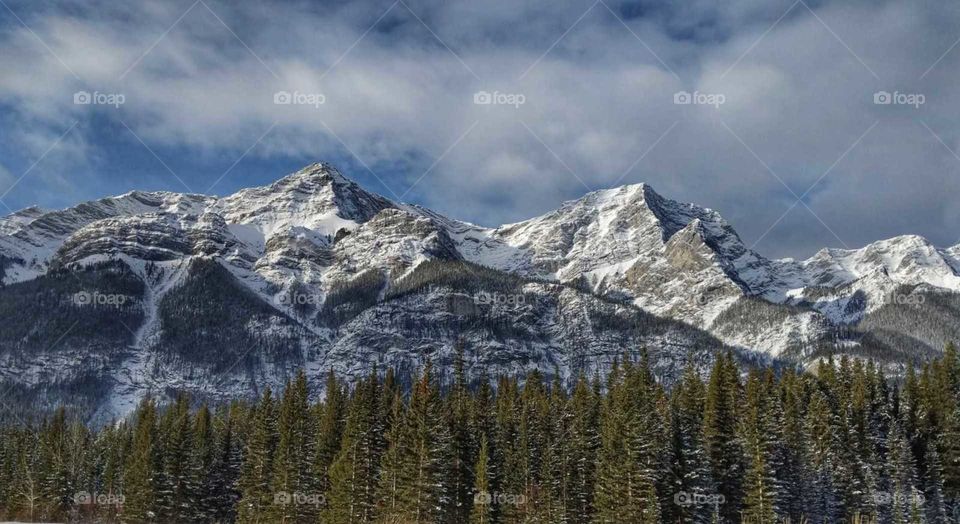 Crisp Snow Covered Mountain Range