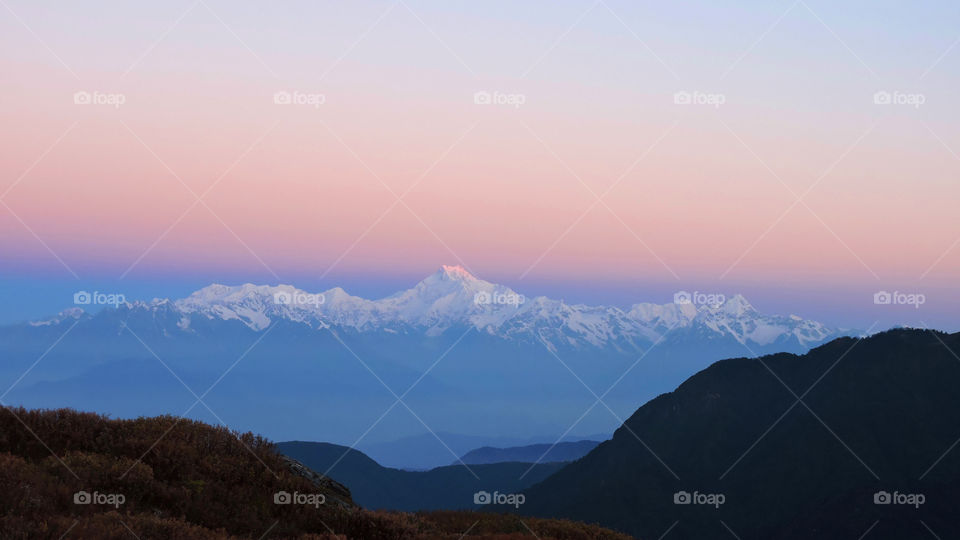 Scenic view of mountains during winter