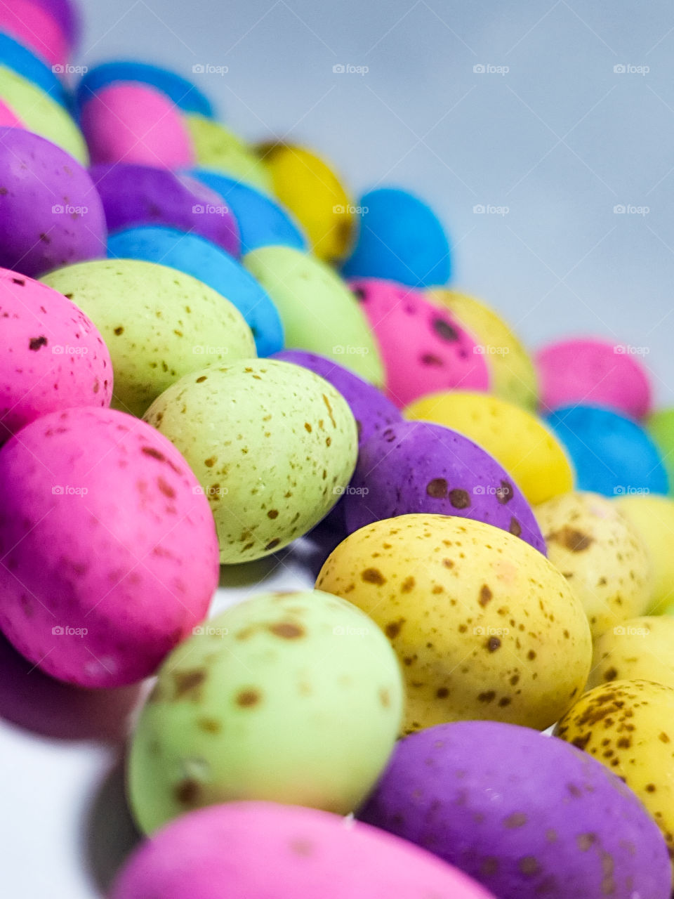 colorful easter eggs with a different point of view