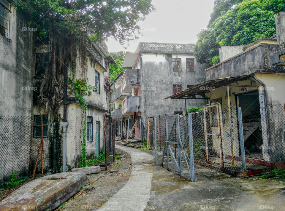 A street in the evicted fishermen village on Ma Wan Island, Hong Kong