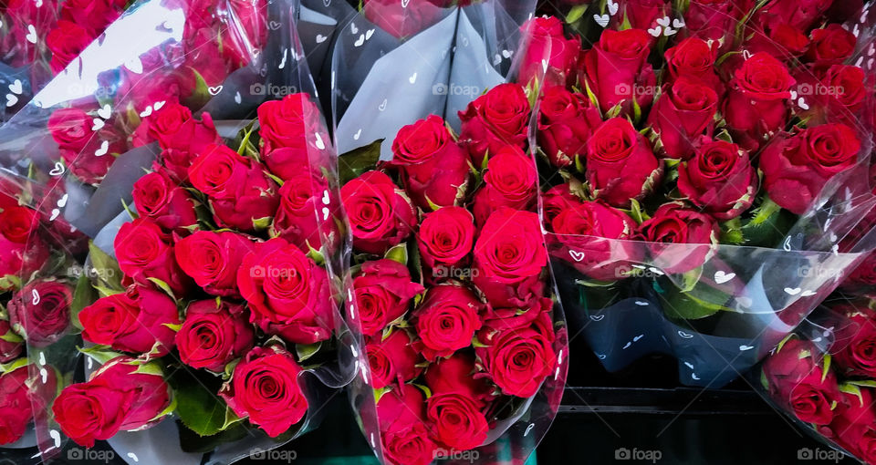 Valentine rose bouquet display