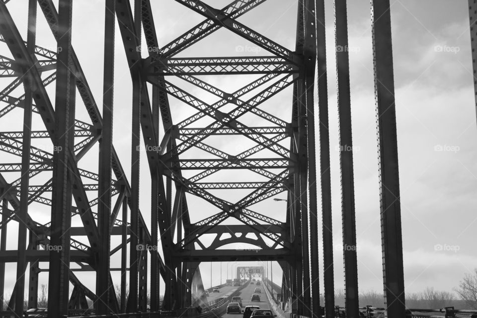 Grey bridge in winter 