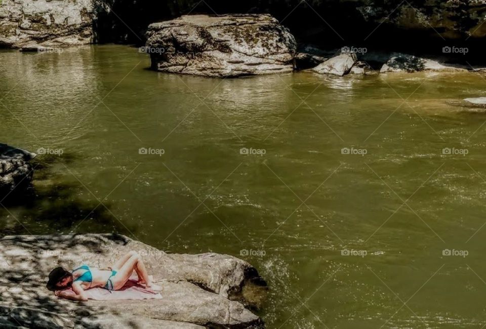 River day basking in the sun