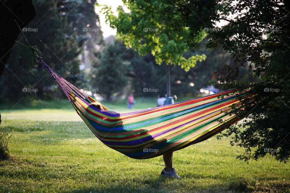 Resting in a hammock