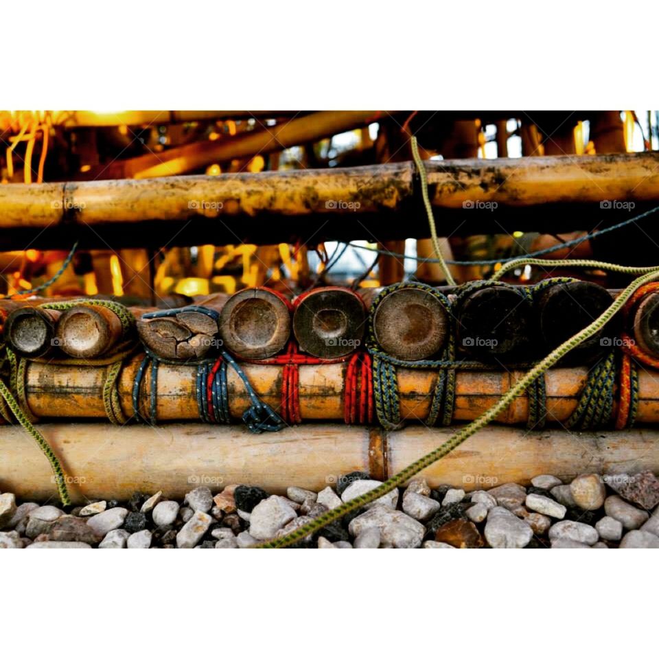 Bamboo. Israeli playground made out of bamboo