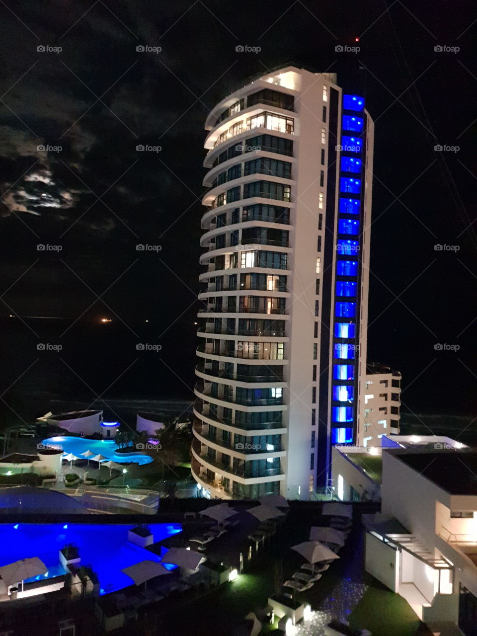 Stunning evening view from the balcony of the Pearl resort in Umhlanga.