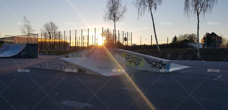 skatepark during sunrise