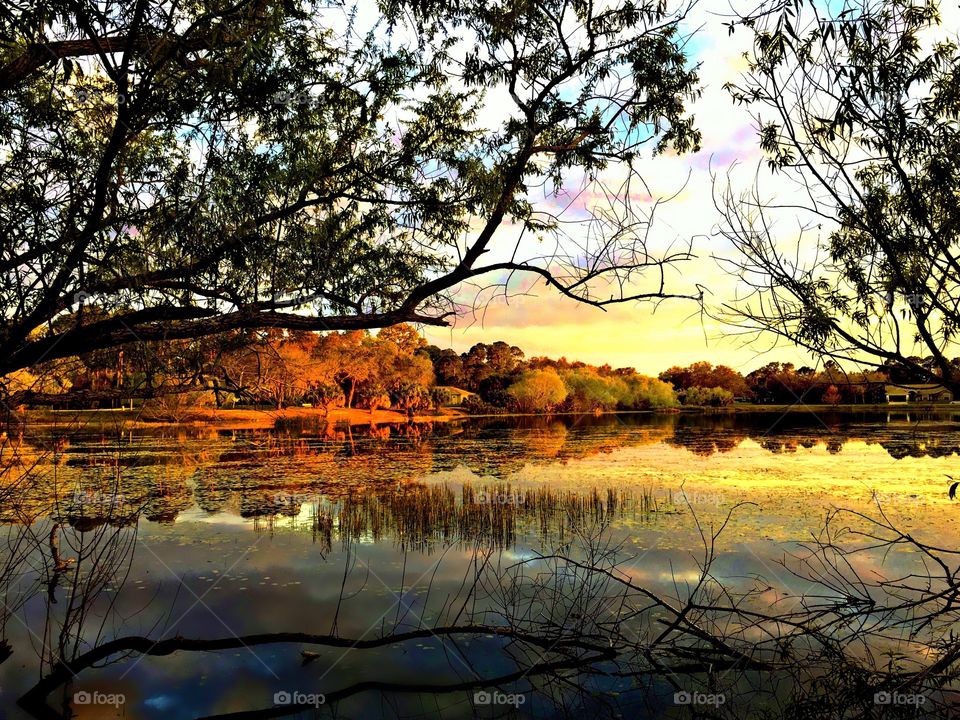 View of lake during sunset