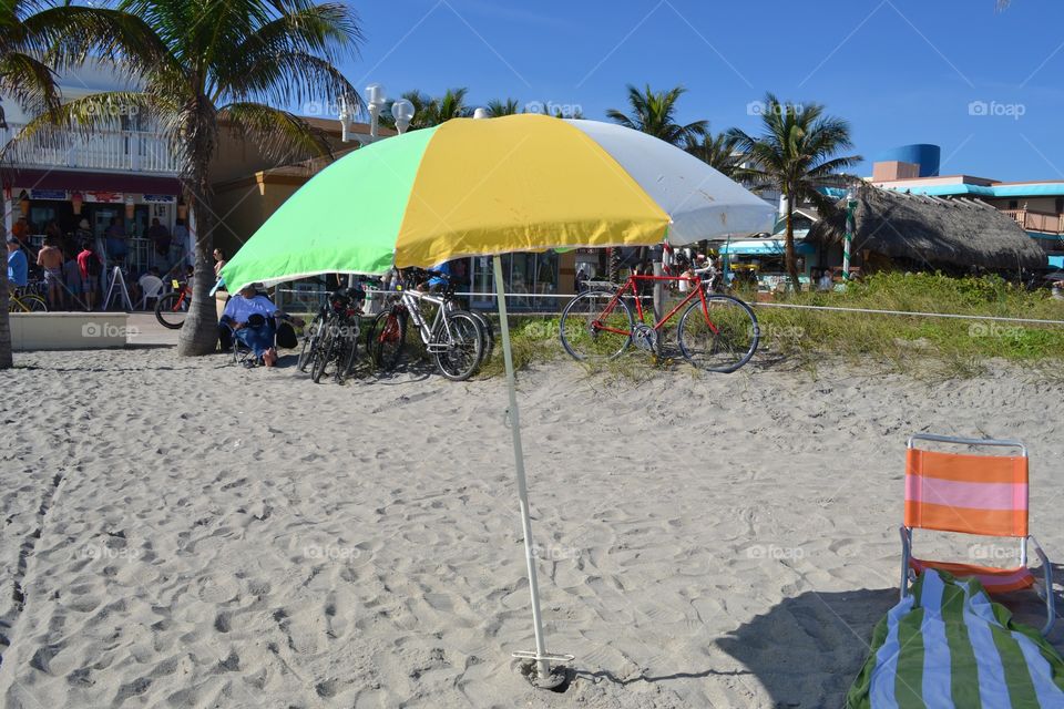 Beach, Umbrella, Sand, Seashore, Travel