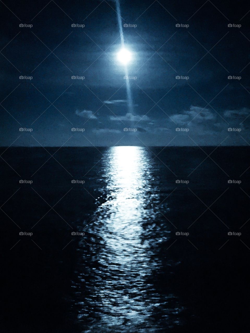 Moonlight ocean reflection