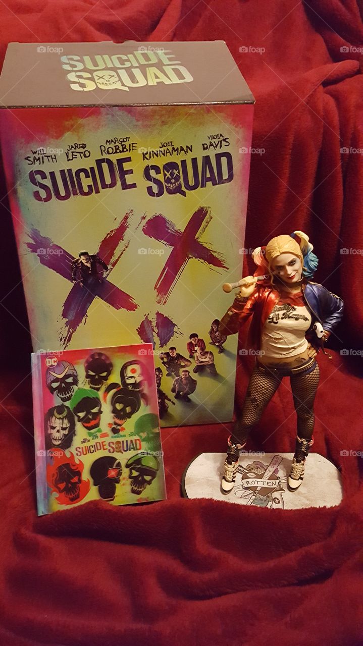 Spezial Edition Suicide Squad mit der super süßen sexy Harley Quinn  Figur mit DVD und Hardcover Booklet