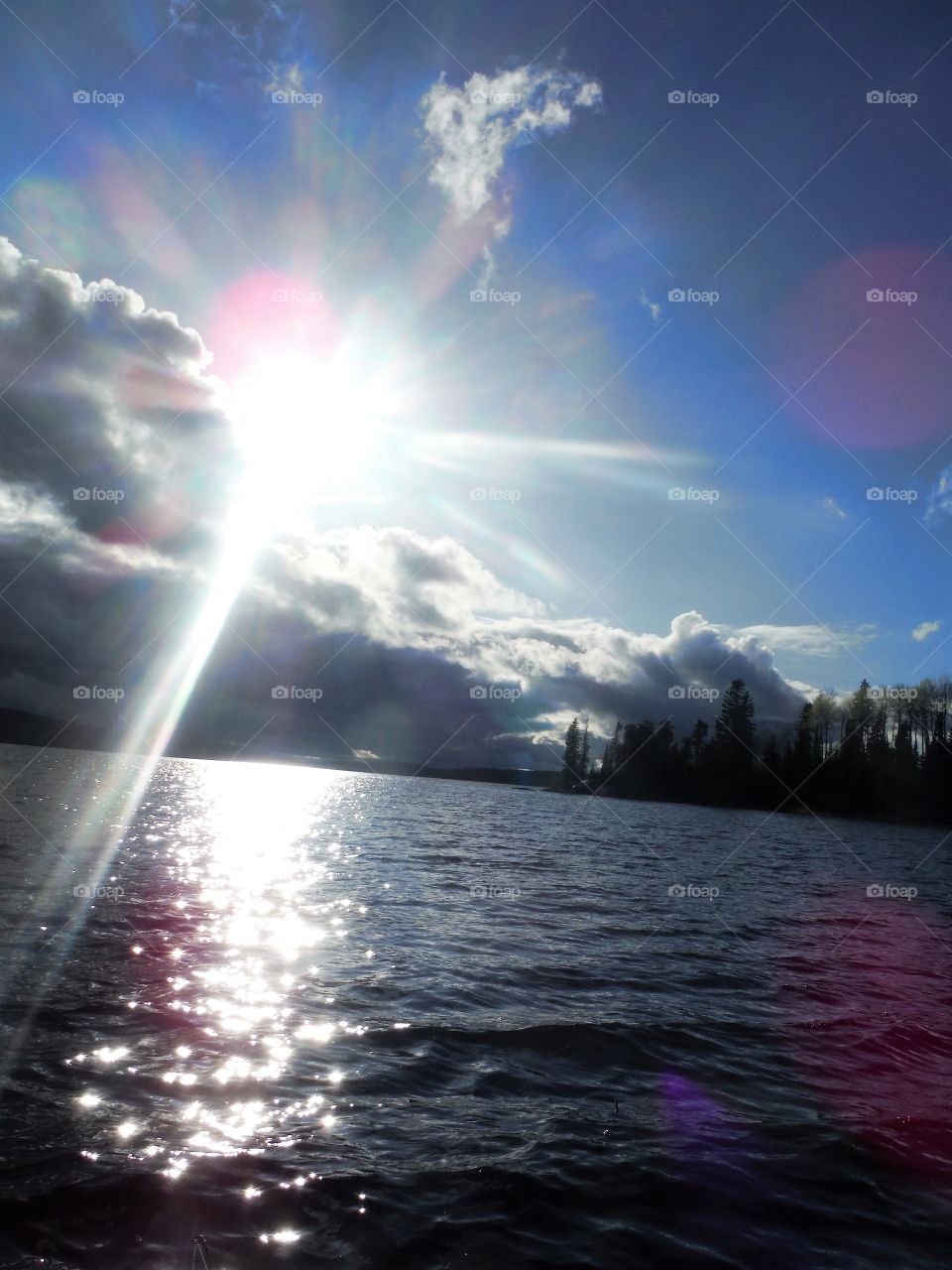 Sun rays on lake - Canada. Sun rays on lake - Canada