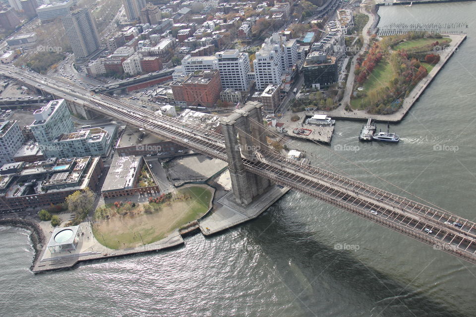 Aerial view of Brooklyn Bridge