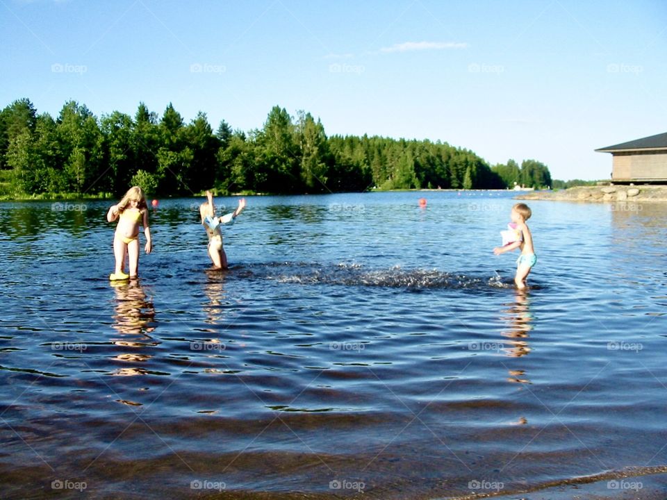 Children at the lake, Kuopio Finland