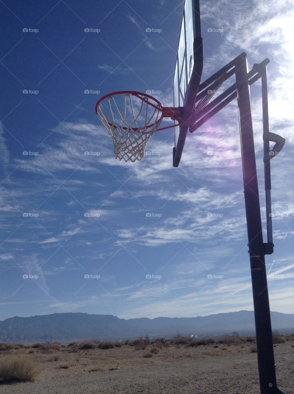 Lonely basketball. Arizona basketball hoop