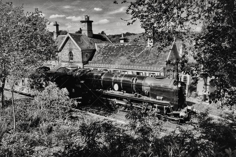 Train. Steam railway 