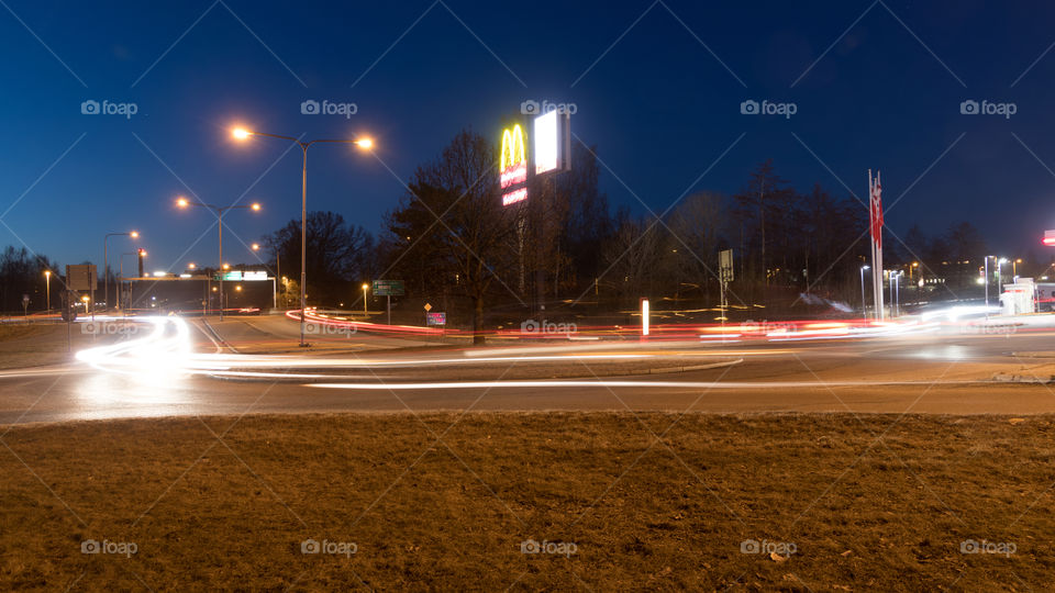 long exposure light trail photography. photo art at night