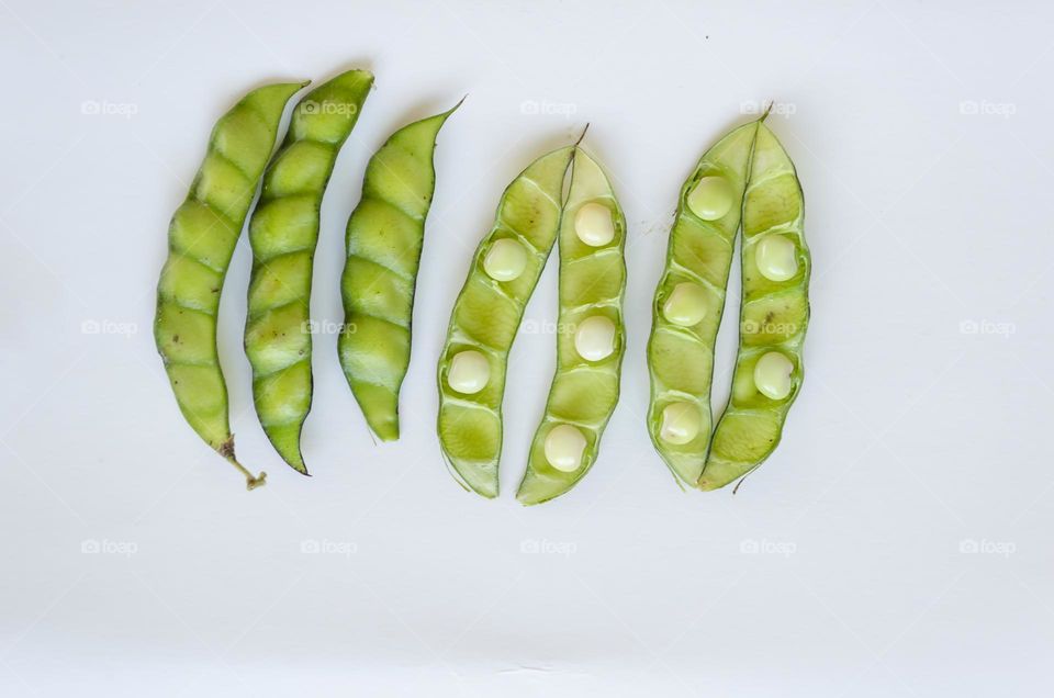 Green Pigeon Peas On White Background