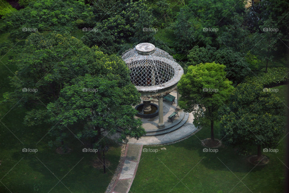 pavilion in the green. A nice pavilion in a park in shanghai china.