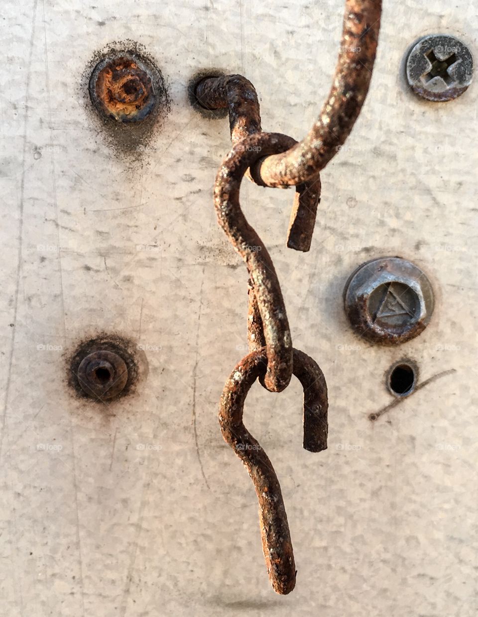 Antique chain links rusty old hanging