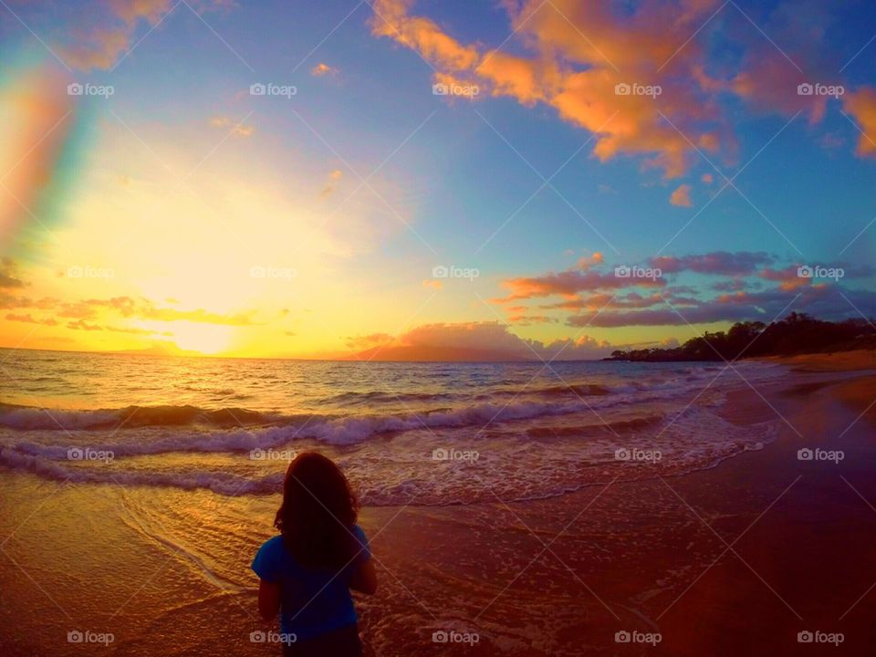 Makena's first visit to Makena Beach