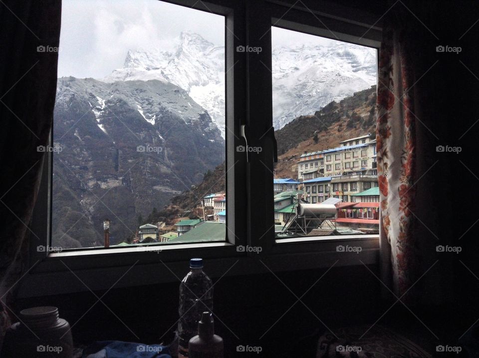 View through window in Nepal
