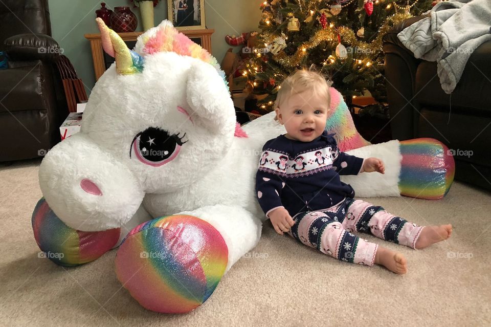 Santa brought Luna her own unicorn 