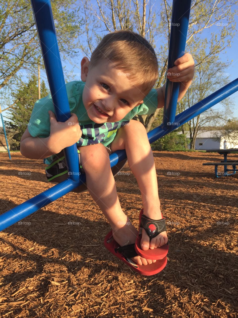 Cute boy playing in park