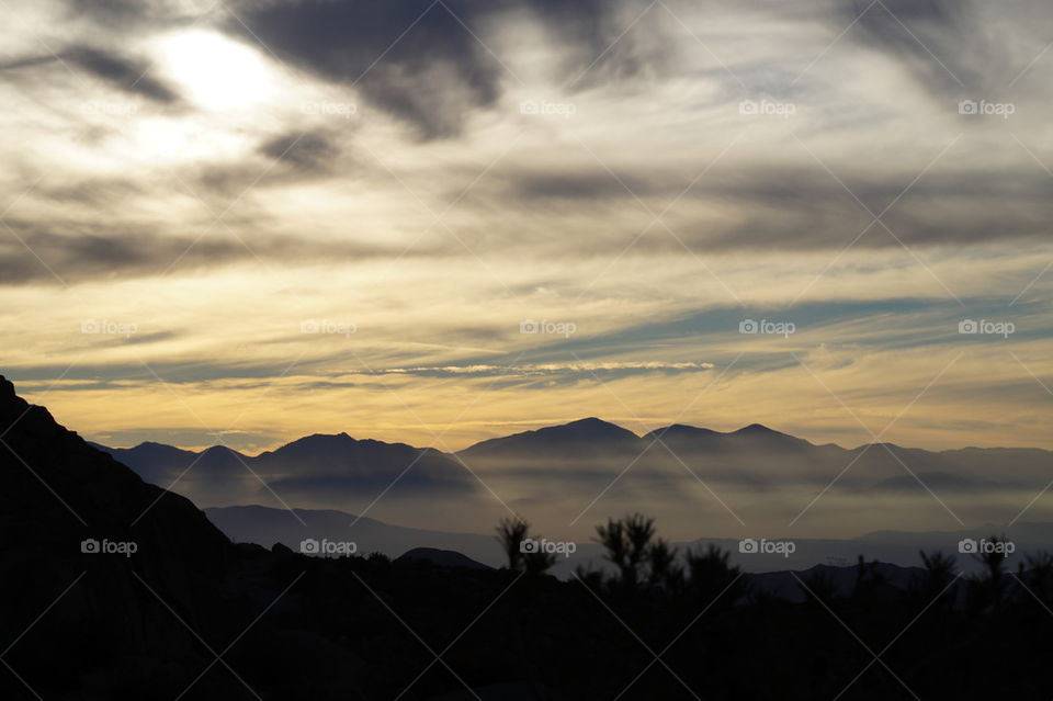 Silhouette of mountains at day