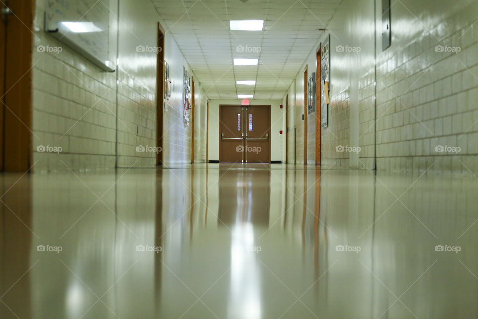 Isolated hallway in an old building with no person