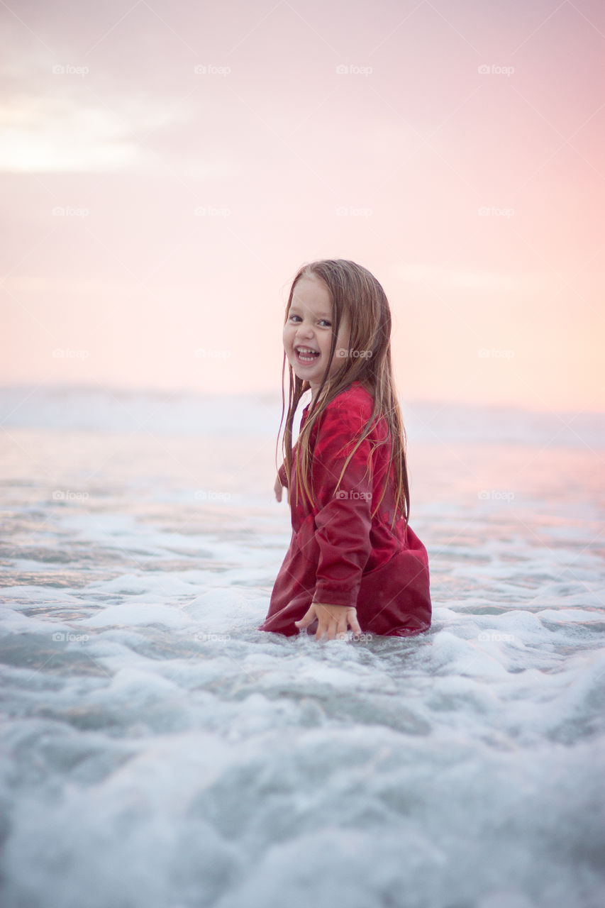 Evening dip in tbe ocean