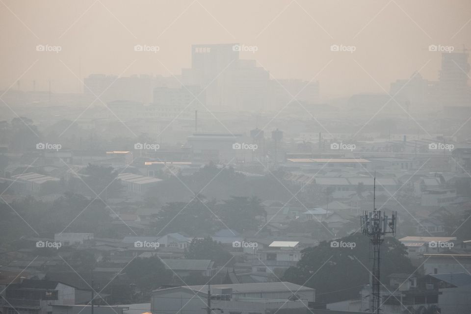 PM 2.5 dust problem in the big city look like fog