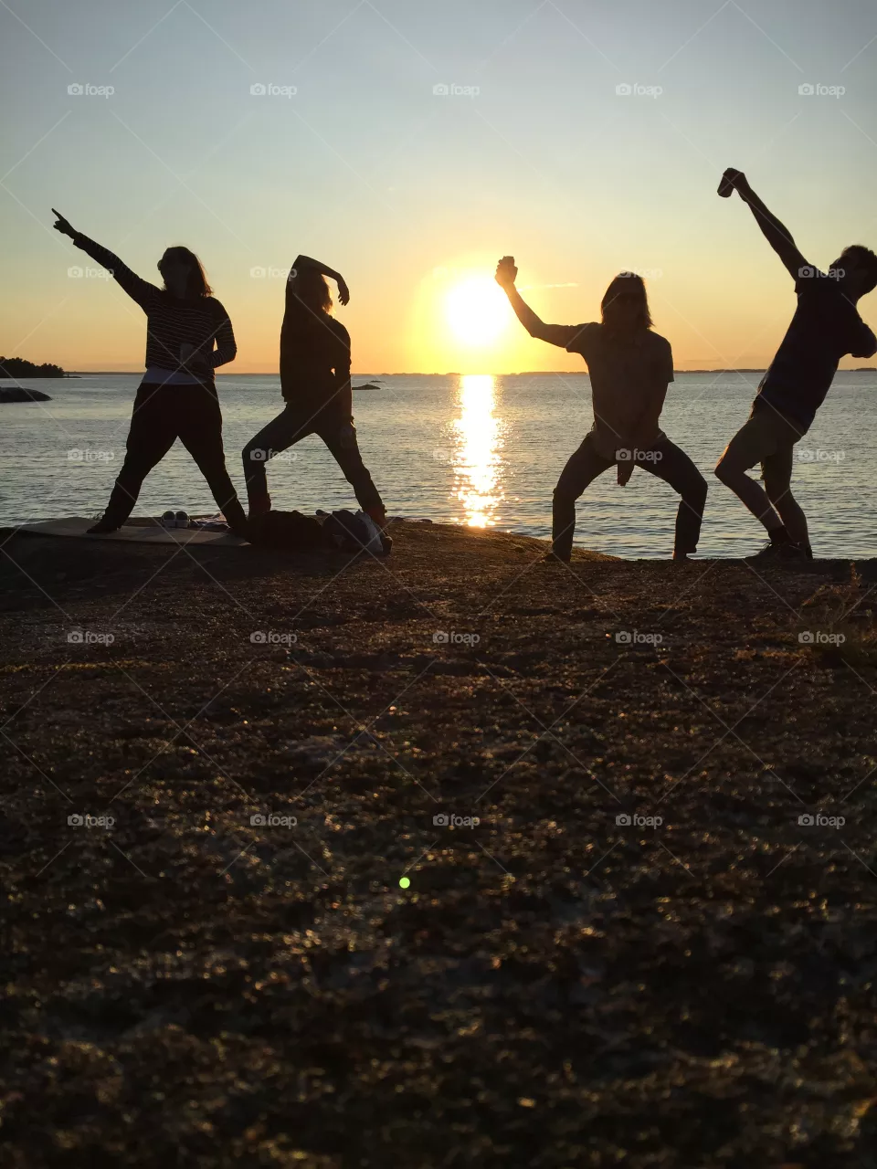 People, Beach, Sunset, Motion, Backlit
