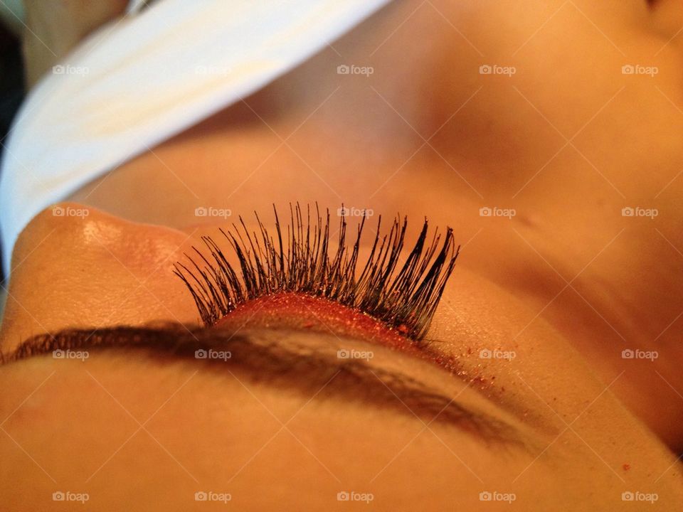 Tight close up of a woman's eyebrows