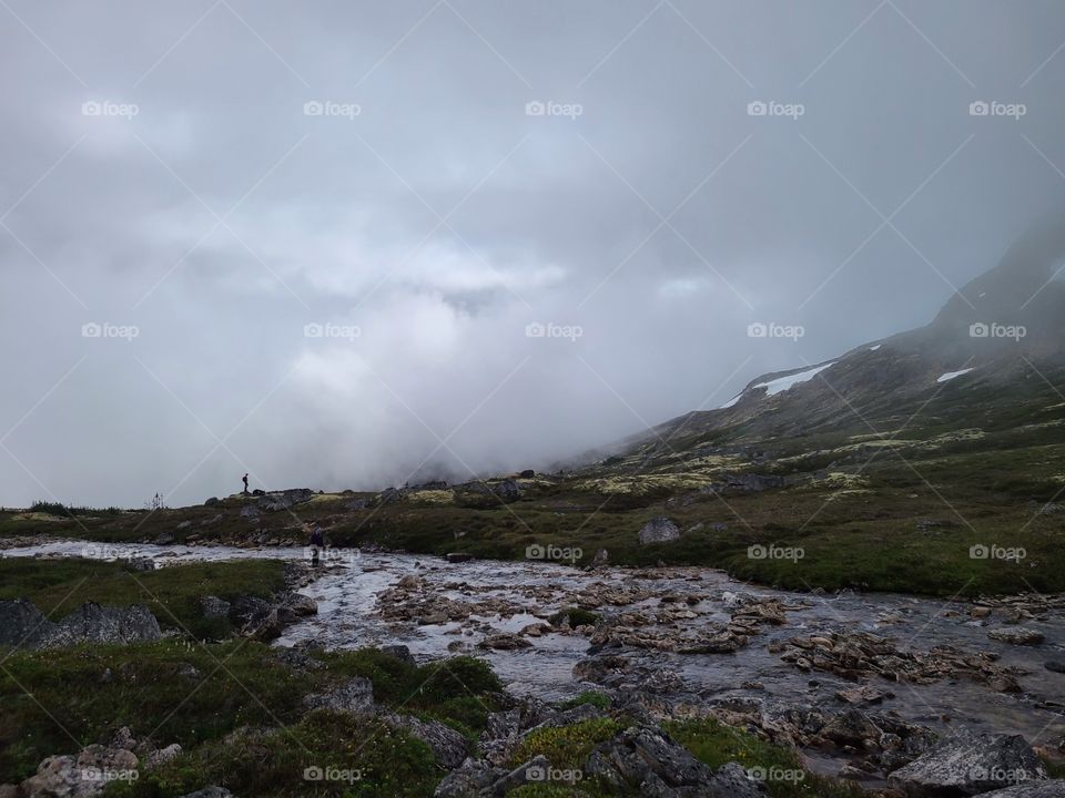 Playing in the clouds and creek