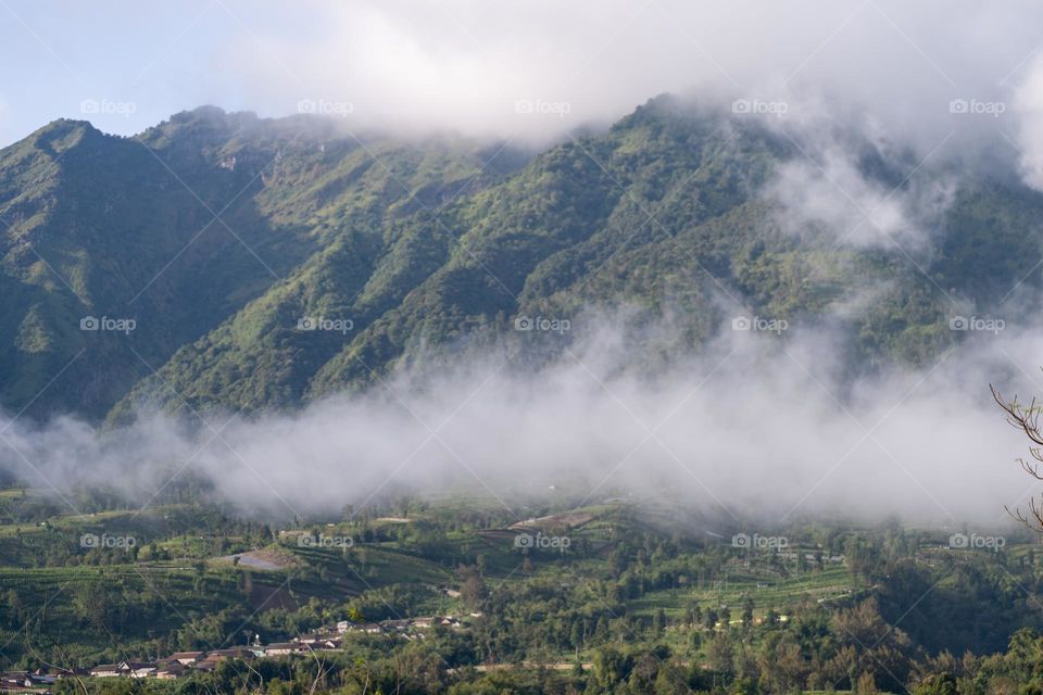 scenery this morning, Mt Merapi and the cloud around